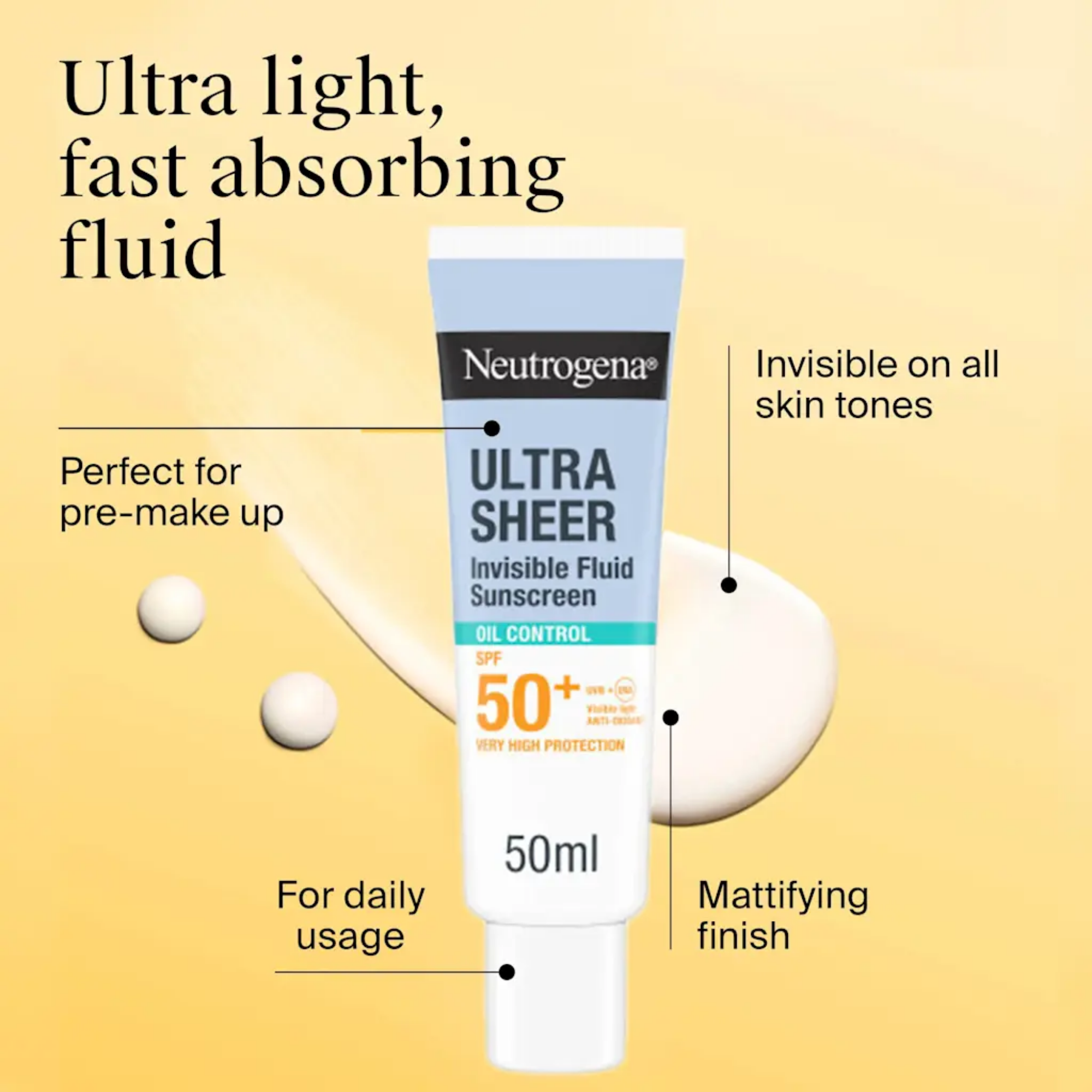 Neutrogena Ultra Sheer Oil Control Invisible Fluid Sunscreen Oil Control SPF 50+