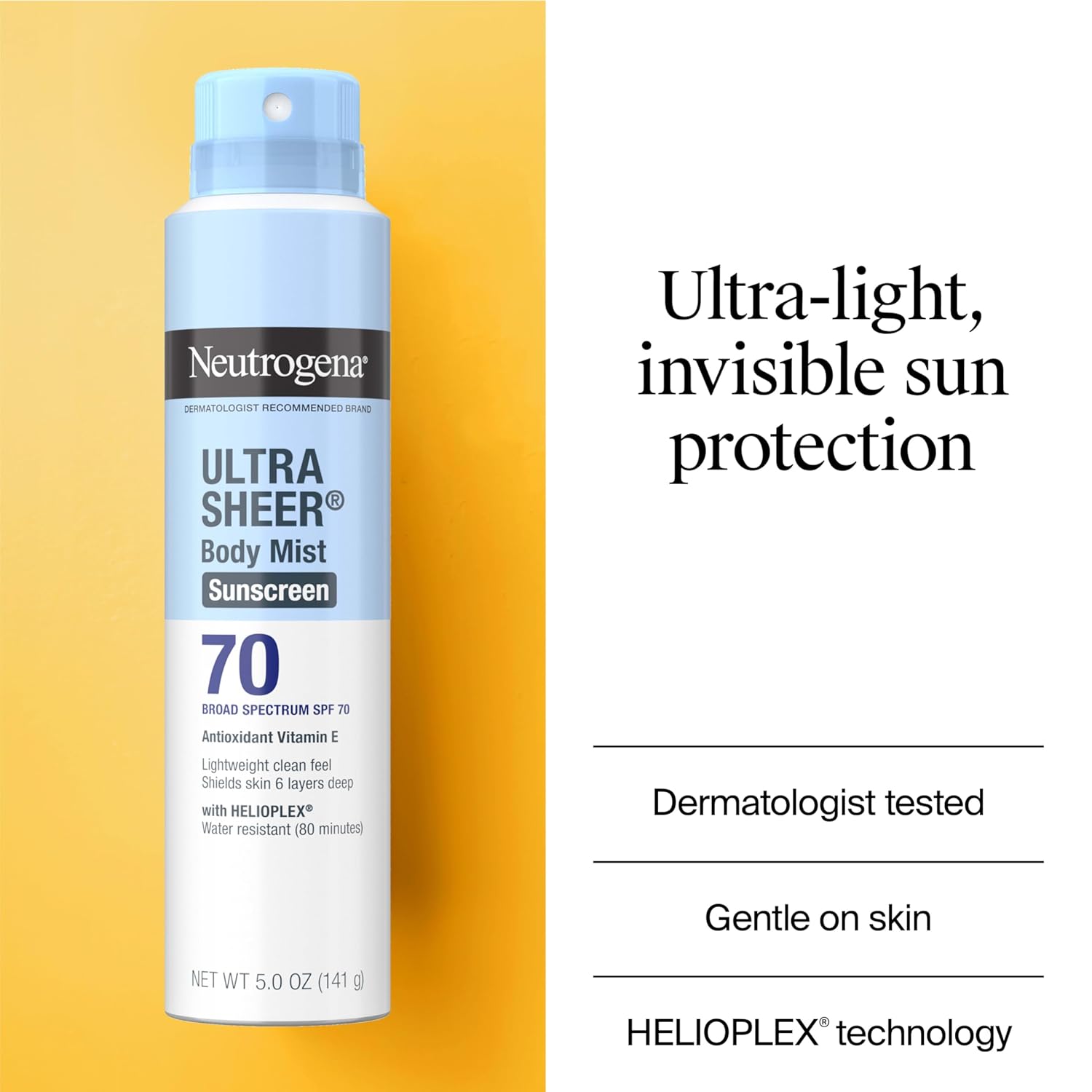 Neutrogena Ultra Sheer Sunscreen SPF 70 Body Mist Spray 141gm