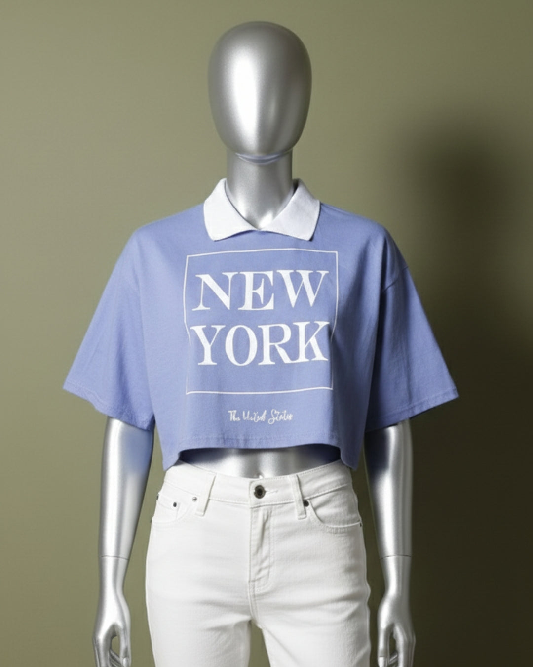 Loom Pakistan New York Crop Top Dusty Blue