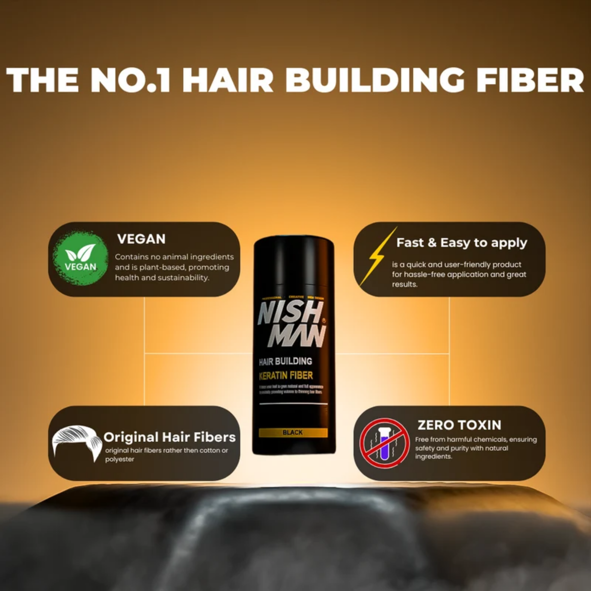 Nishman Hair Building Keratin Fiber Black