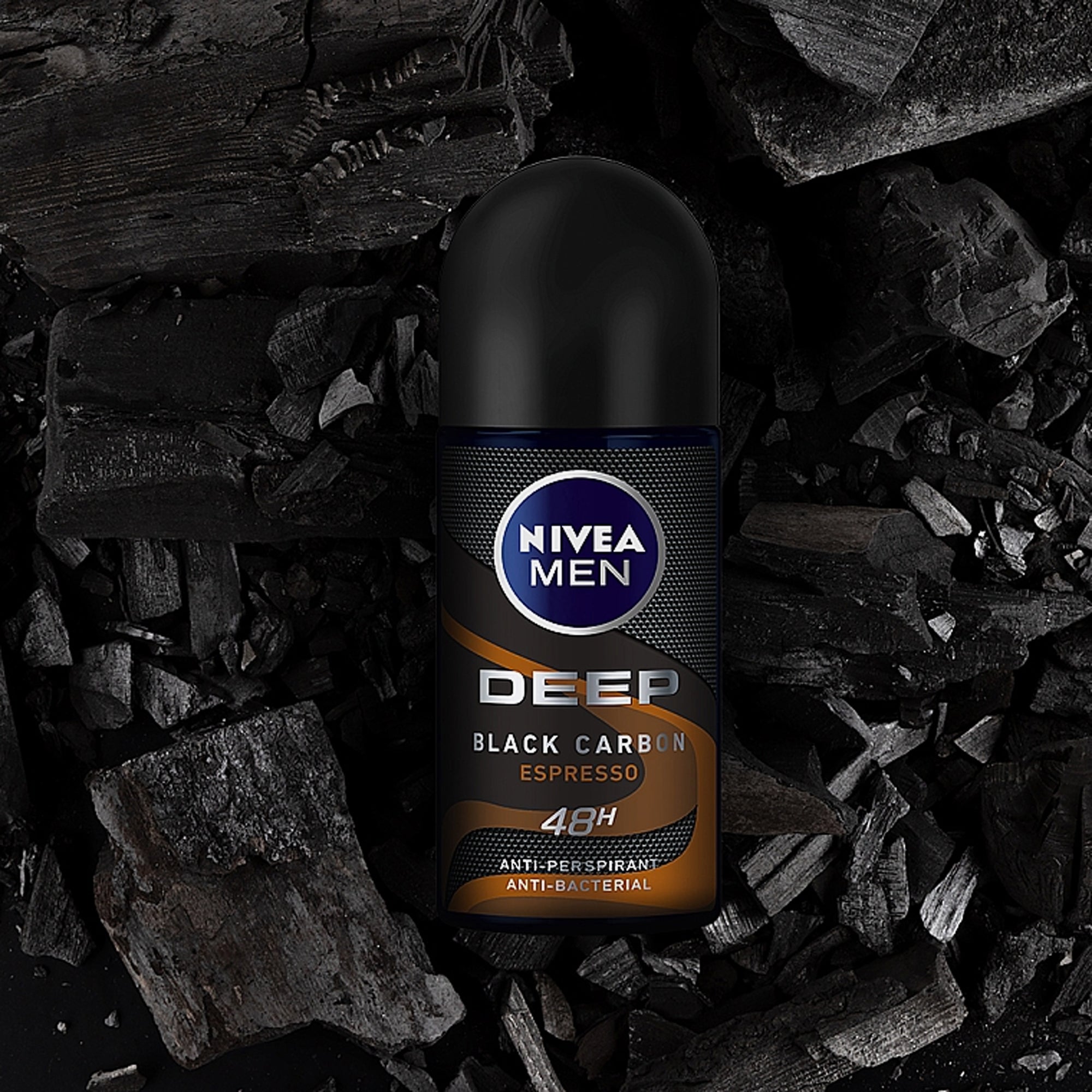 Nivea Men 48H Deep Black Carbon Espresso Anti-Perspirant Roll On 50ml