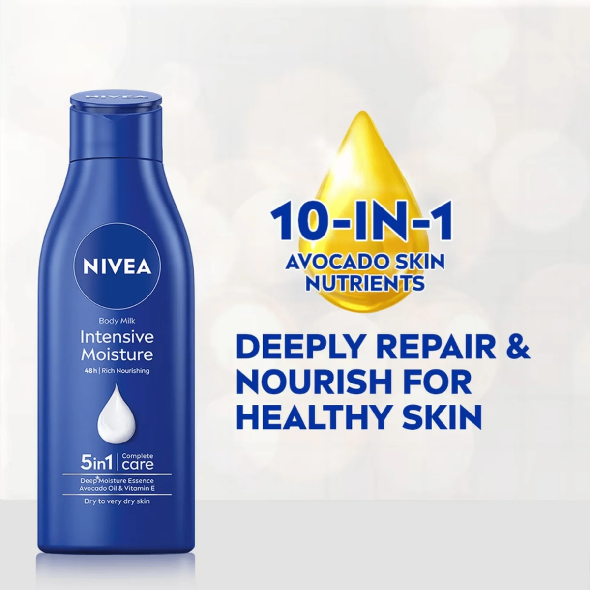 Nivea Intensive Moisture Body Milk Lotion 5-in-1 Complete Care.