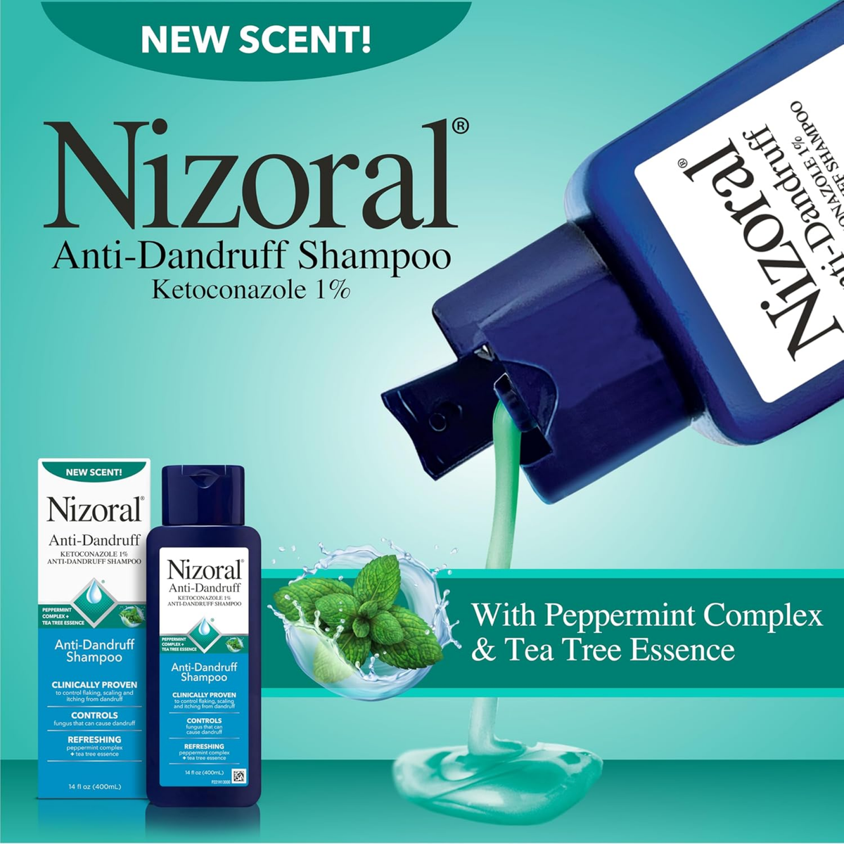 Nizoral Anti Dandruff Shampoo with 1% Ketoconazole & Peppermint Scent