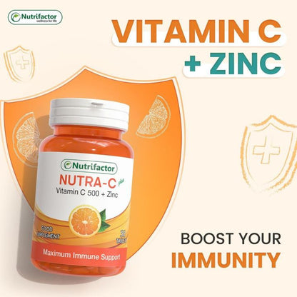 Nutrifactor Nutra-C Plus Vitamin C 500 + Zinc Supplements