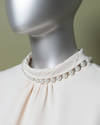 Loom Pakistan Pearl Neck Top Beige