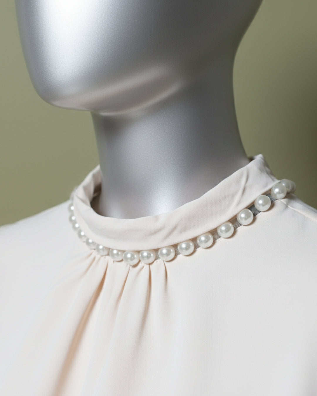 Loom Pakistan Pearl Neck Top Beige