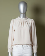Loom Pakistan Pearl Neck Top Beige