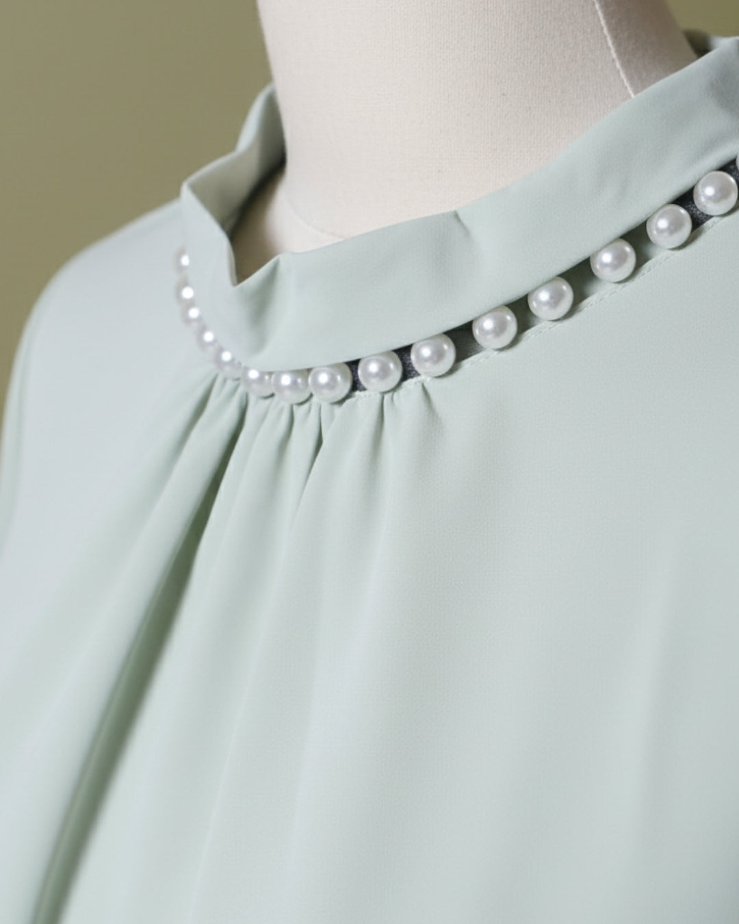 Loom Pakistan Pearl Neck Top Mint Green