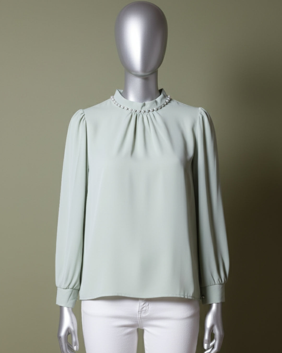 Loom Pakistan Pearl Neck Top Mint Green