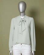 Loom Pakistan Pearly Bow Neck Top Mint Green