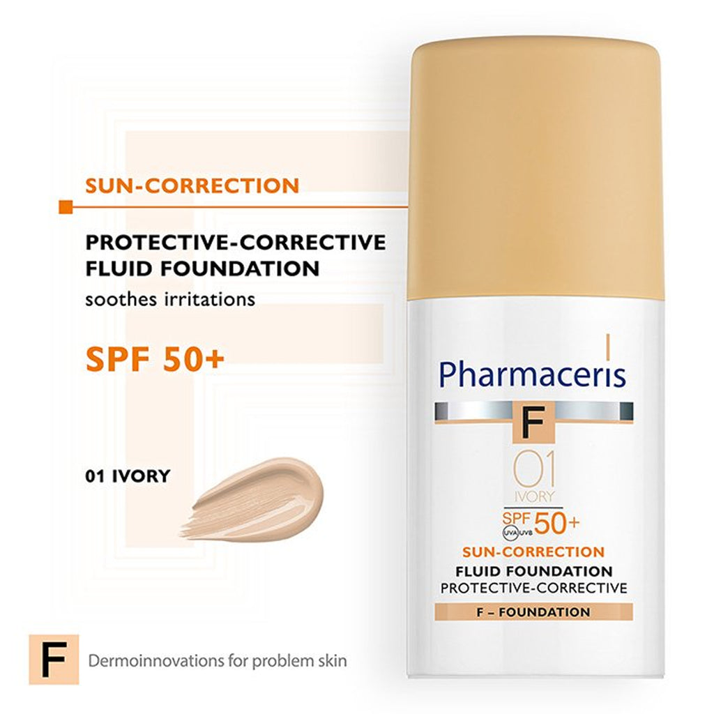 Pharmaceris Sun-Correction Fluid Foundation SPF 50+ 01 Ivory 30ml