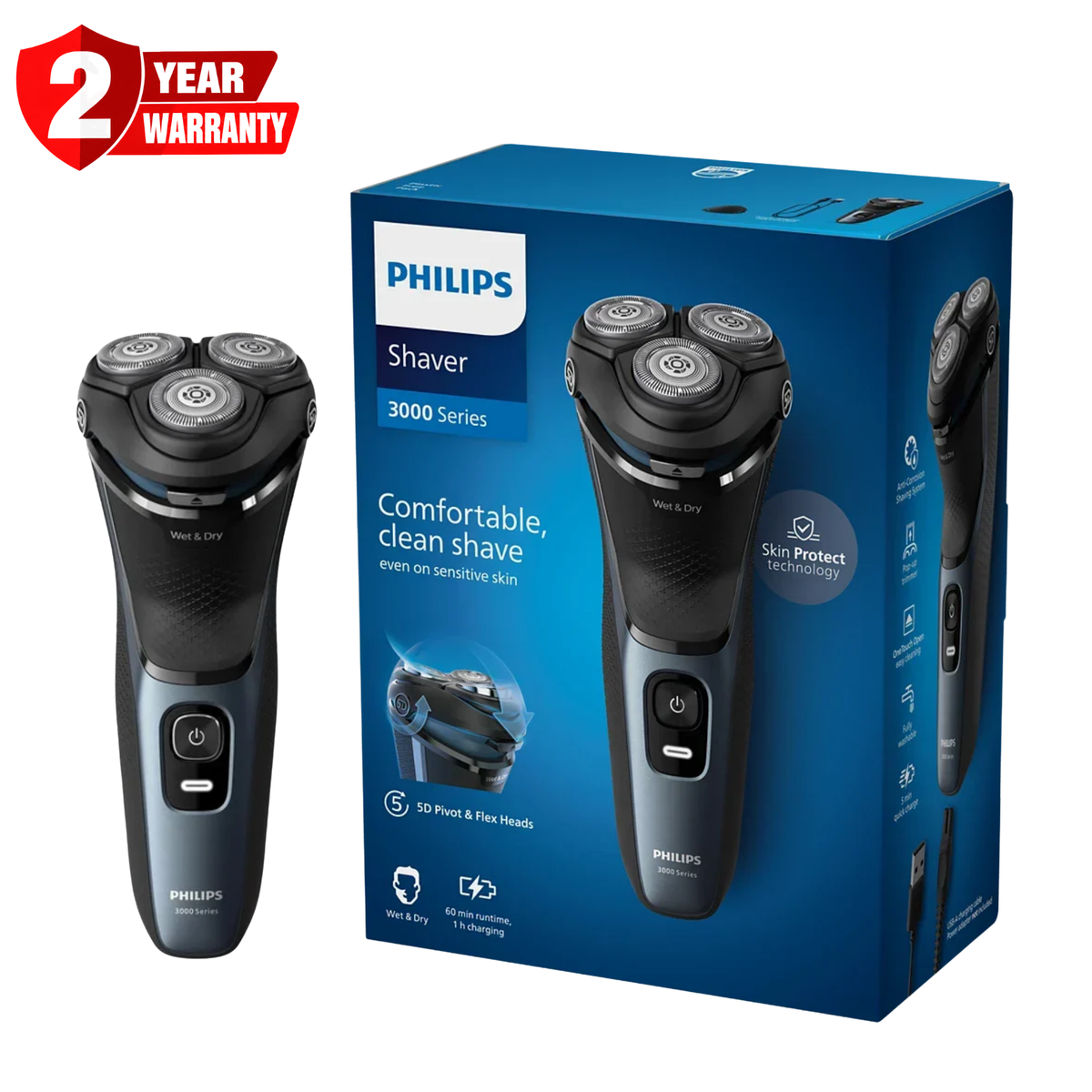 Philips 3000 Series Wet & Dry Electric Shaver S3144/51