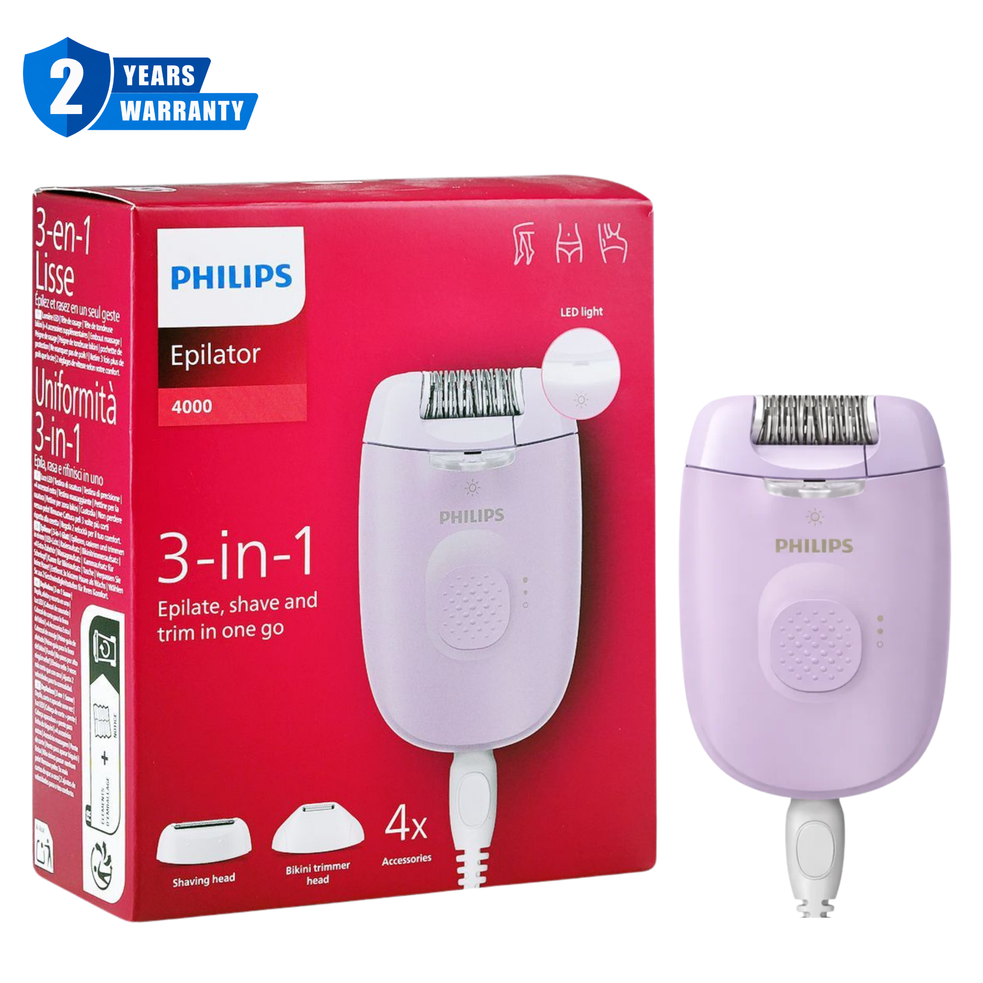 Philips 4000 Series 3 in 1 Corded Epilator BRE257/00