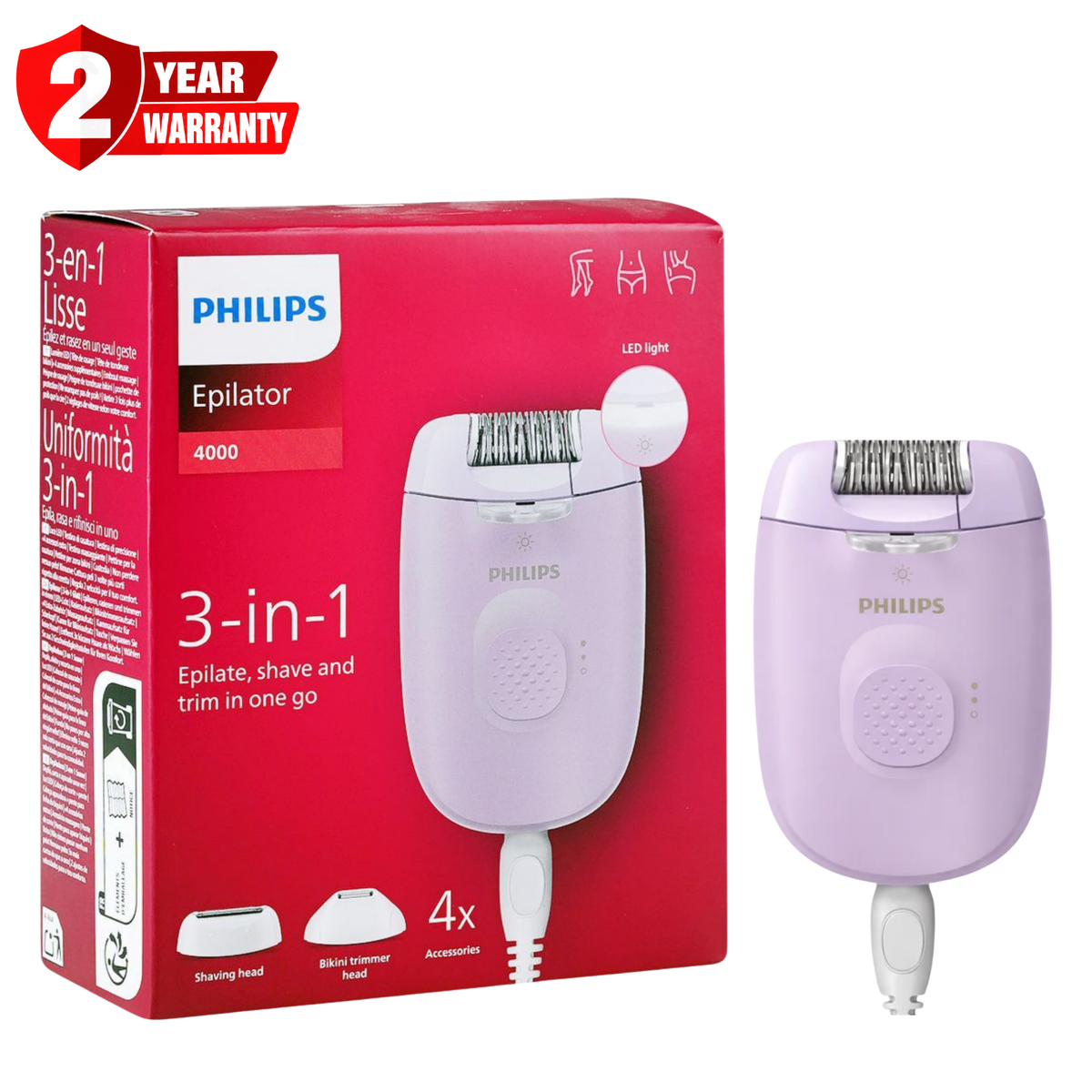 Philips 4000 Series 3 in 1 Corded Epilator BRE257/00