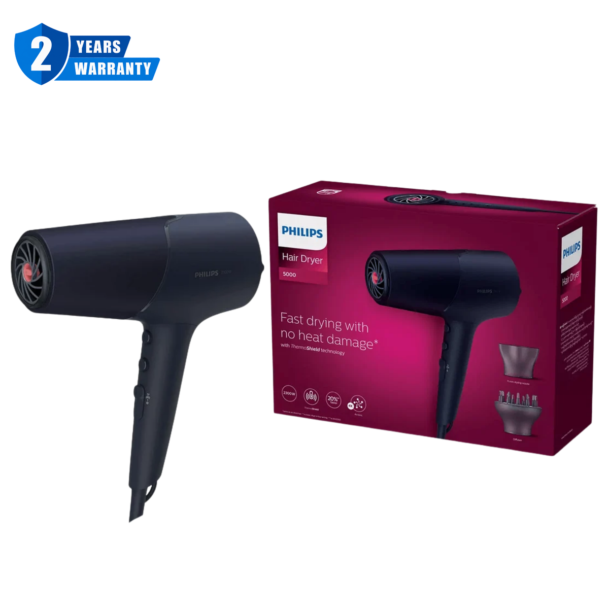 Philips 5000 Series Hair Dryer ThermoSense 4 x Ion 2300W BHD510 03