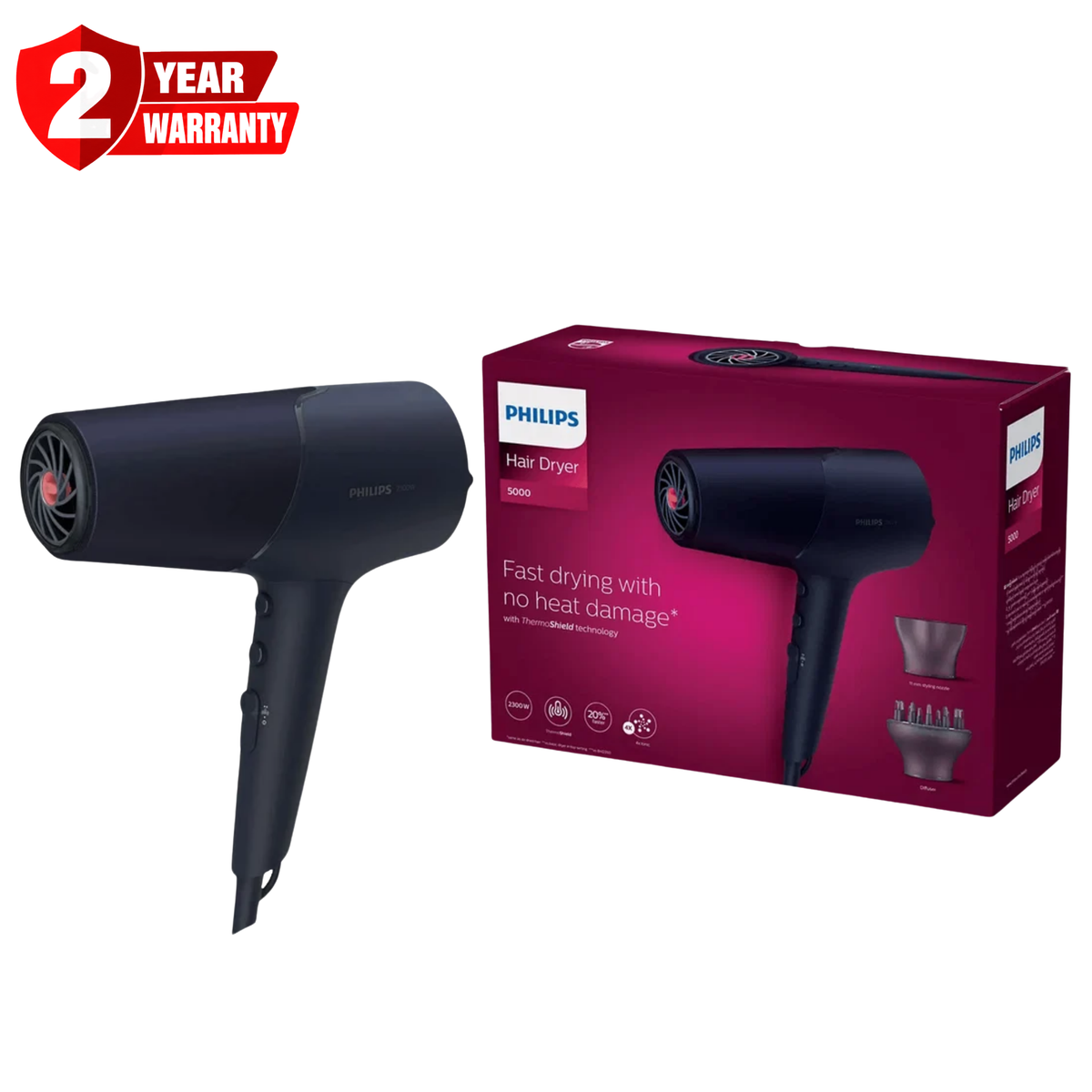 Philips 5000 Series Hair Dryer ThermoSense 4 x Ion 2300W BHD510 03