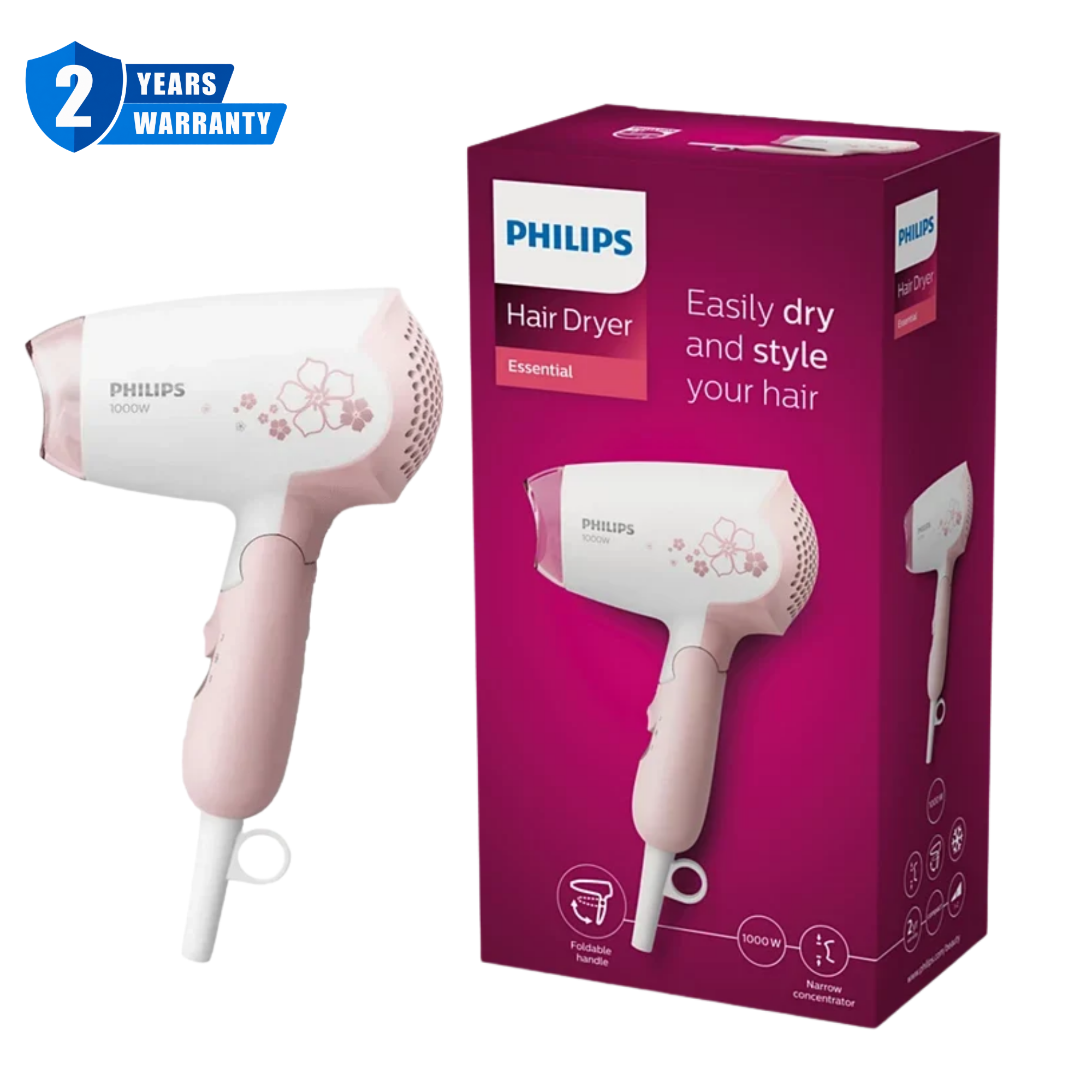 Philips DryCare Foldable Hair Dryer 1000W HP8108 00