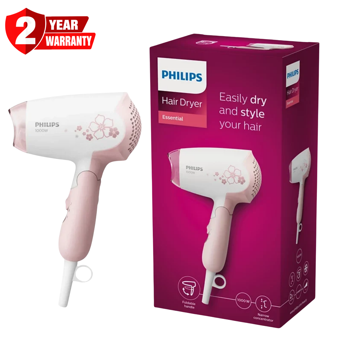 Philips DryCare Foldable Hair Dryer 1000W HP8108 00