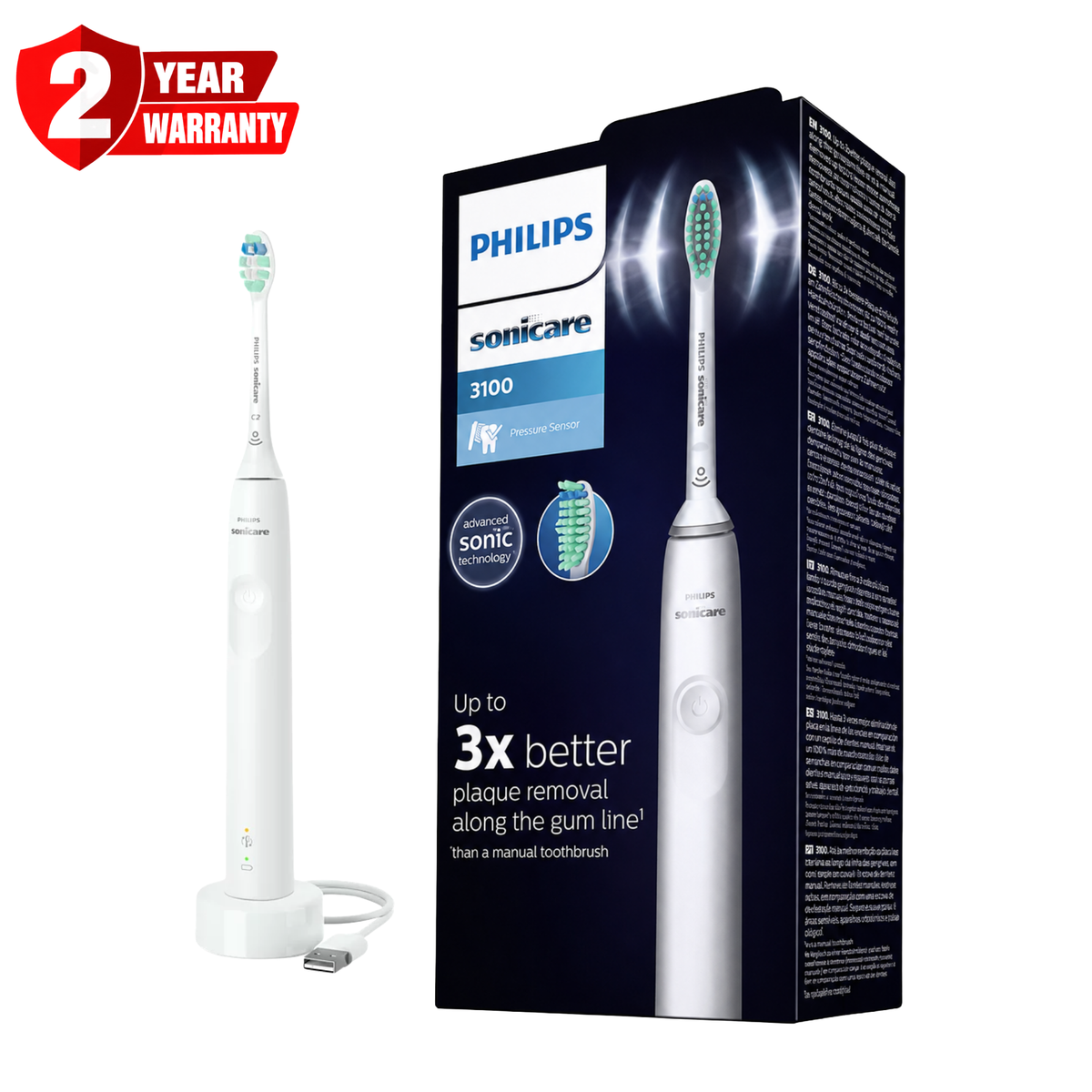 Philips Sonic Electric Toothbrush 3100 Series White HX3671 23