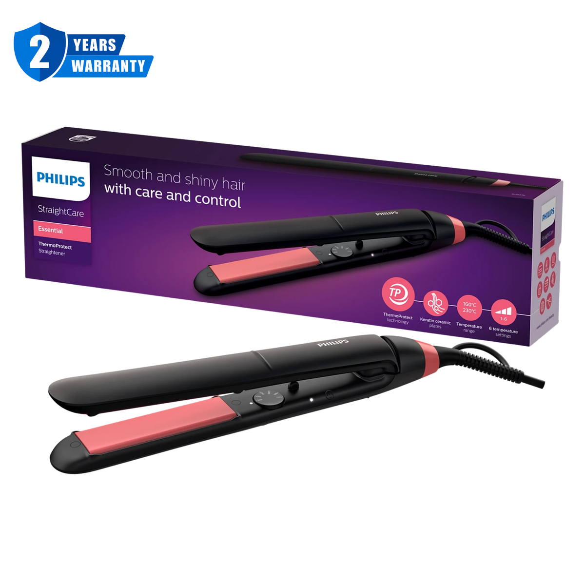 Philips ThermoProtect Straightener Rheo with 6 Setting BHS376 00
