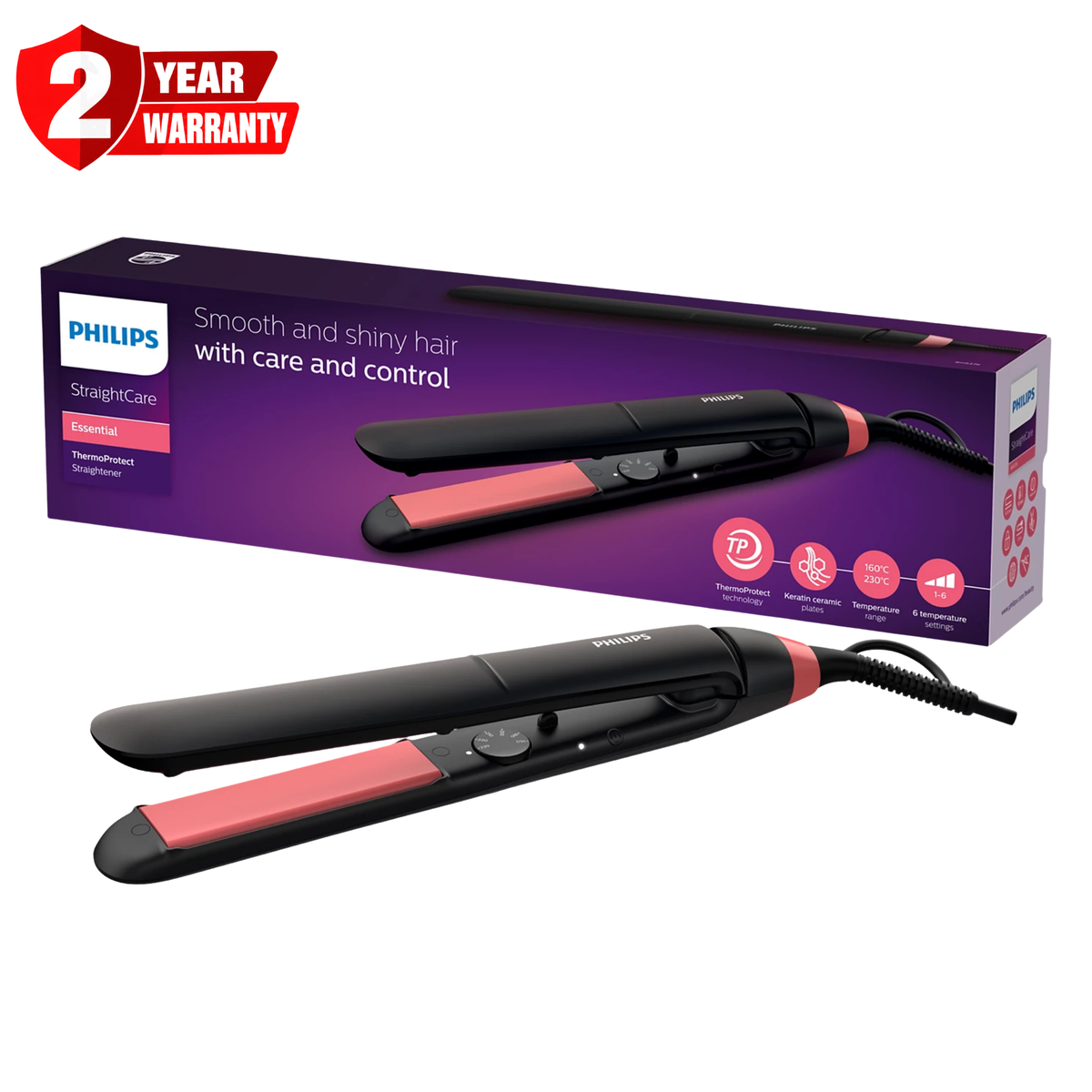 Philips ThermoProtect Straightener Rheo with 6 Setting BHS376 00