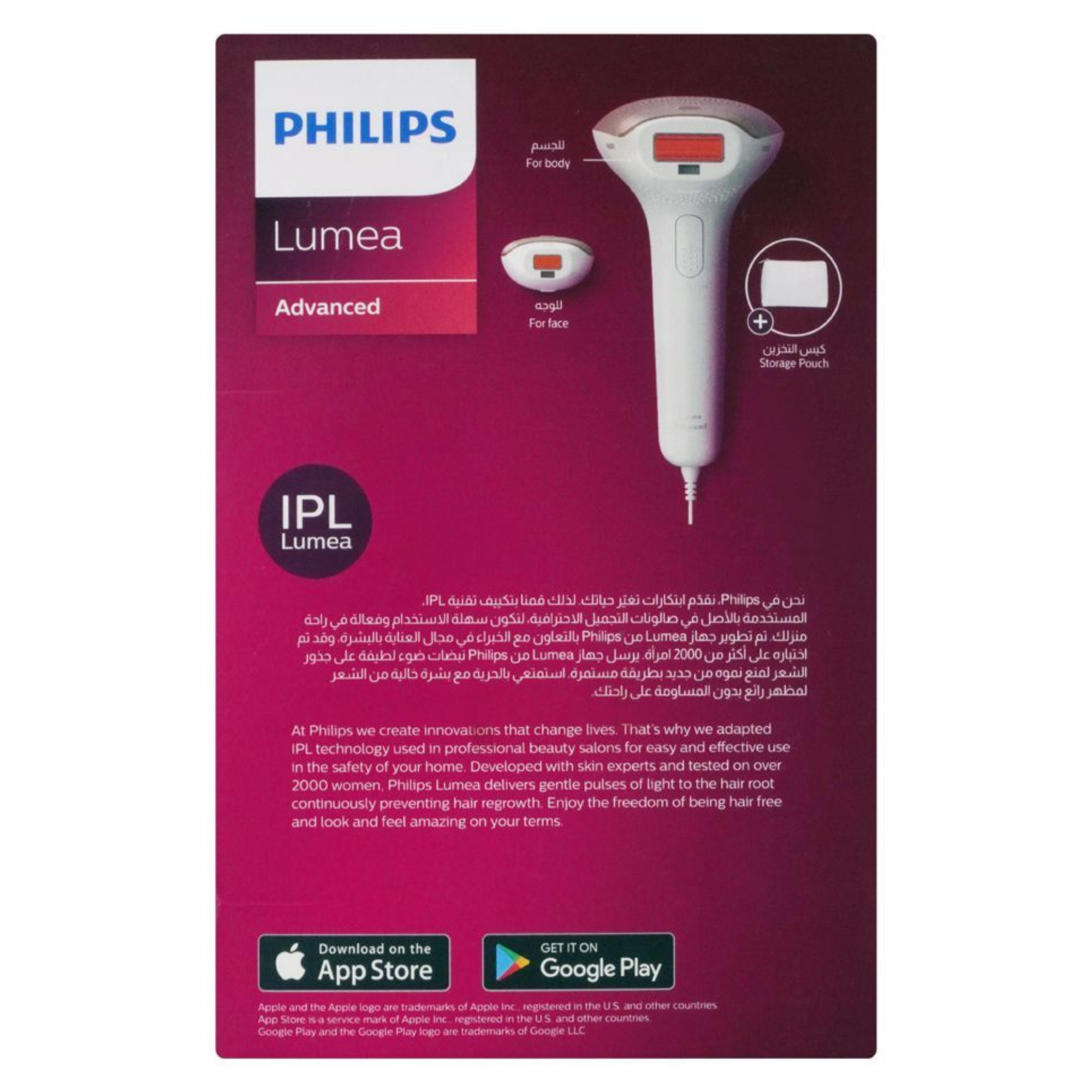 Philips Lumea IPL Advanced Full Body & Face Hair Removal Device BRI921/60