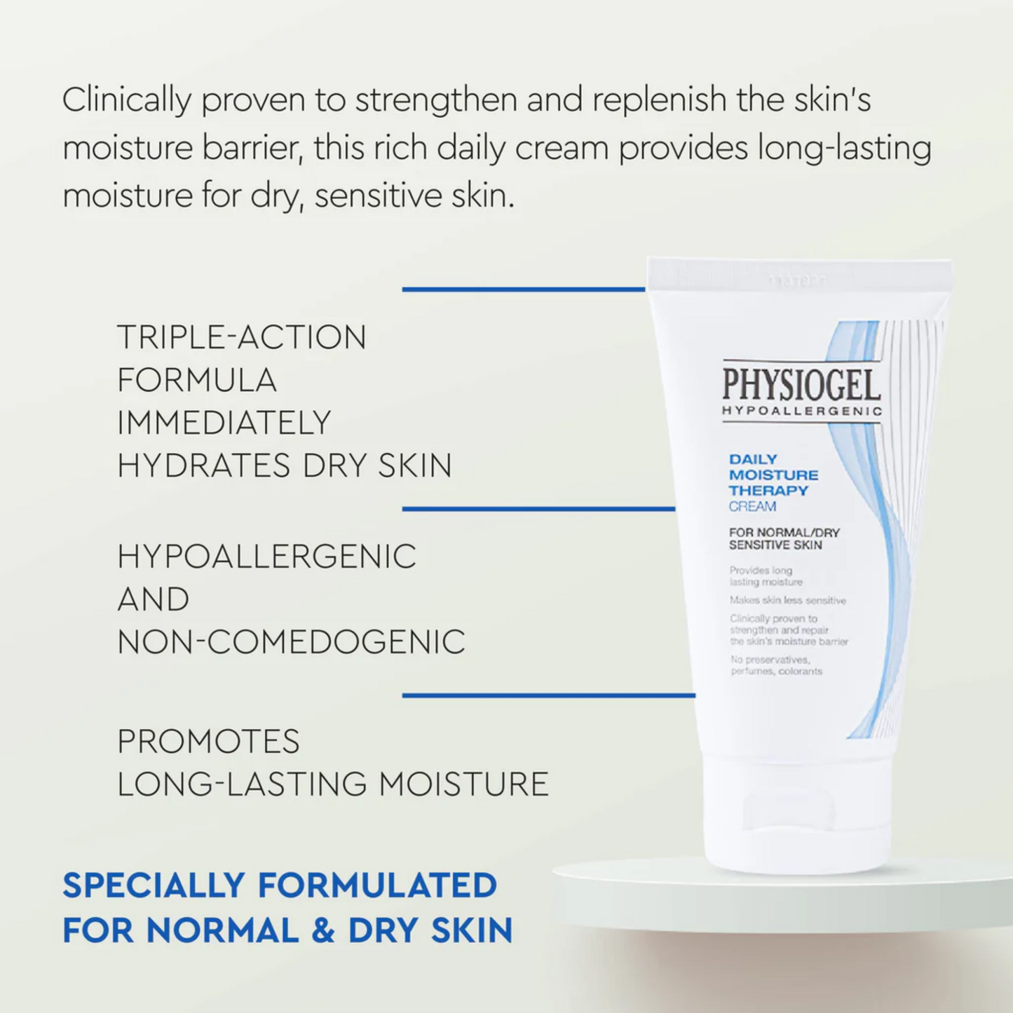 Physiogel Daily Moisture Therapy Cream For Normal/Dry Sensitive Skin 75ml