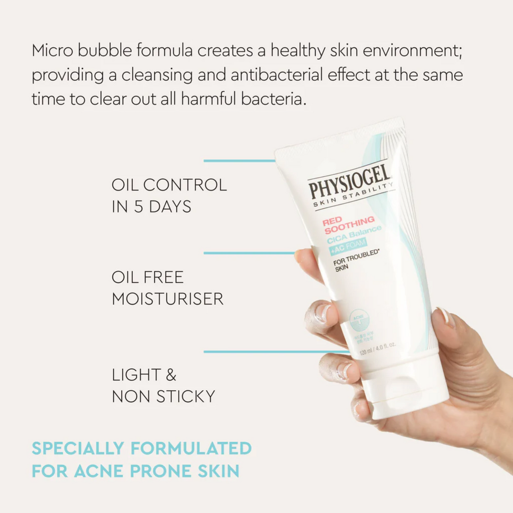 Physiogel Red Soothing Cica Balance + AC Foam Cleanser 120ml