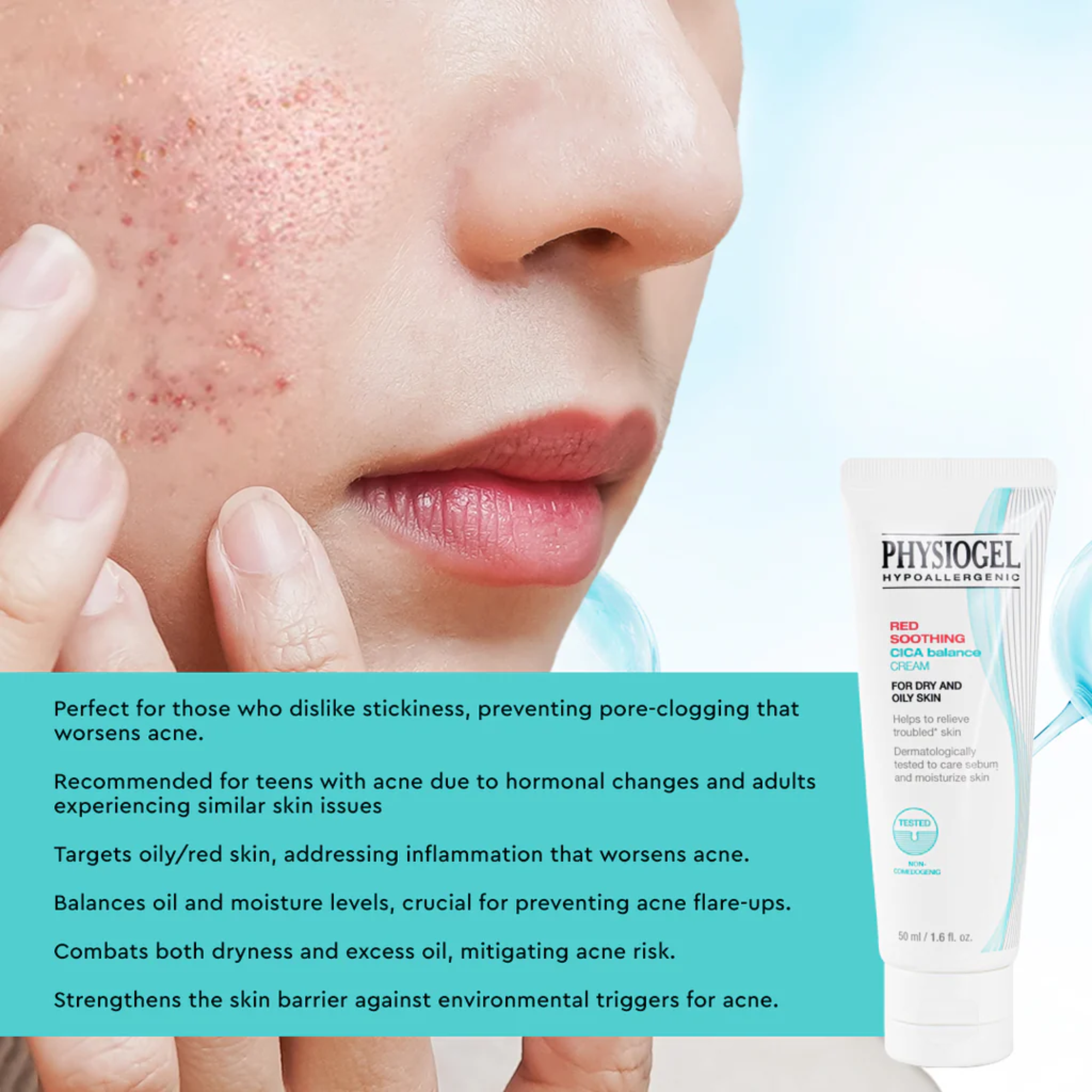 Physiogel Red Soothing Cica Balance Cream For Dry And Oily Skin ingredients