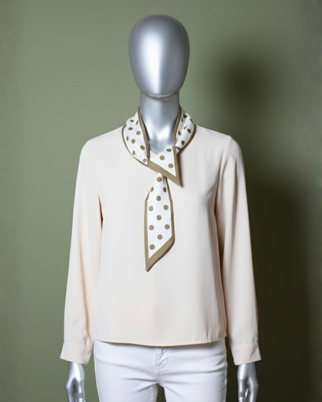 Loom Pakistan Polka Dot Scarf Neck Beige