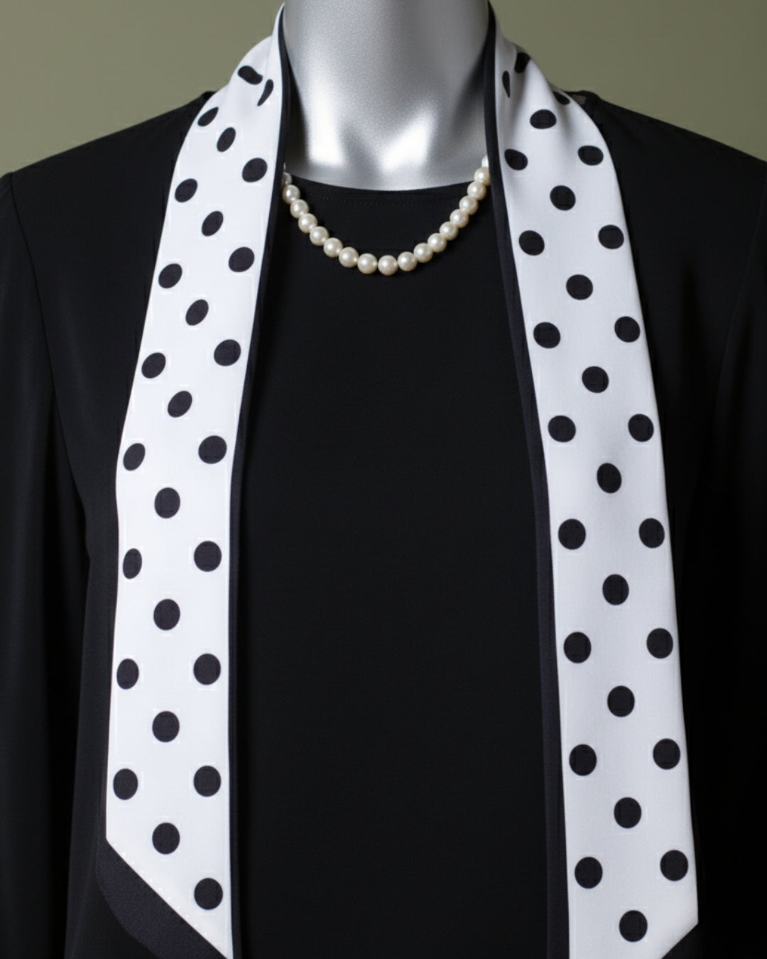 Loom Pakistan Polka Dot Scarf Neck Black