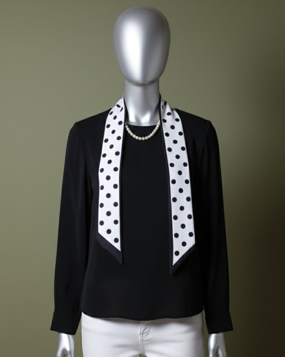 Loom Pakistan Polka Dot Scarf Neck Black