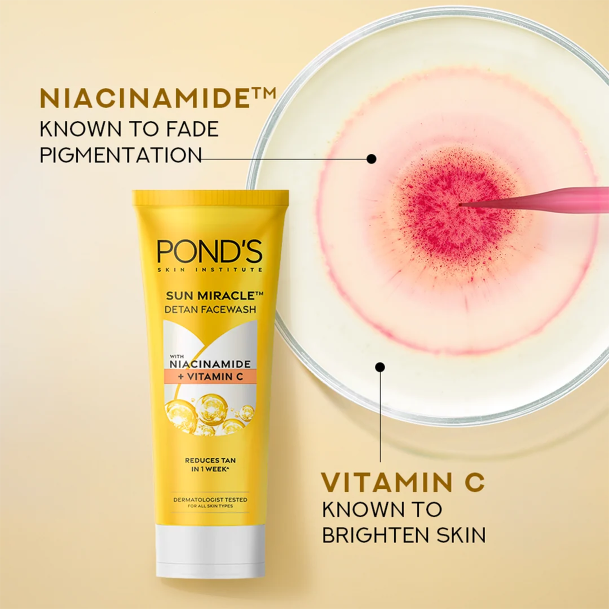 Ponds Sun Miracle Niacinamide + Vitamin C Detan Facewash