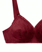 Sajiero Pure Comfy Casual Non Padded Wireless Bra Maroon