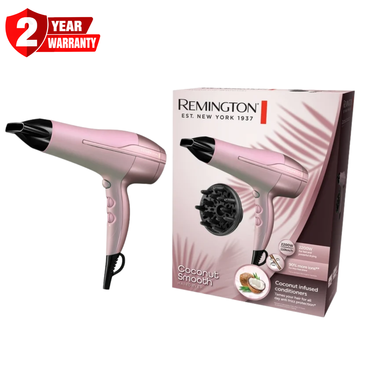 Remington Coconut Smooth Hair Dryer D5901 E51