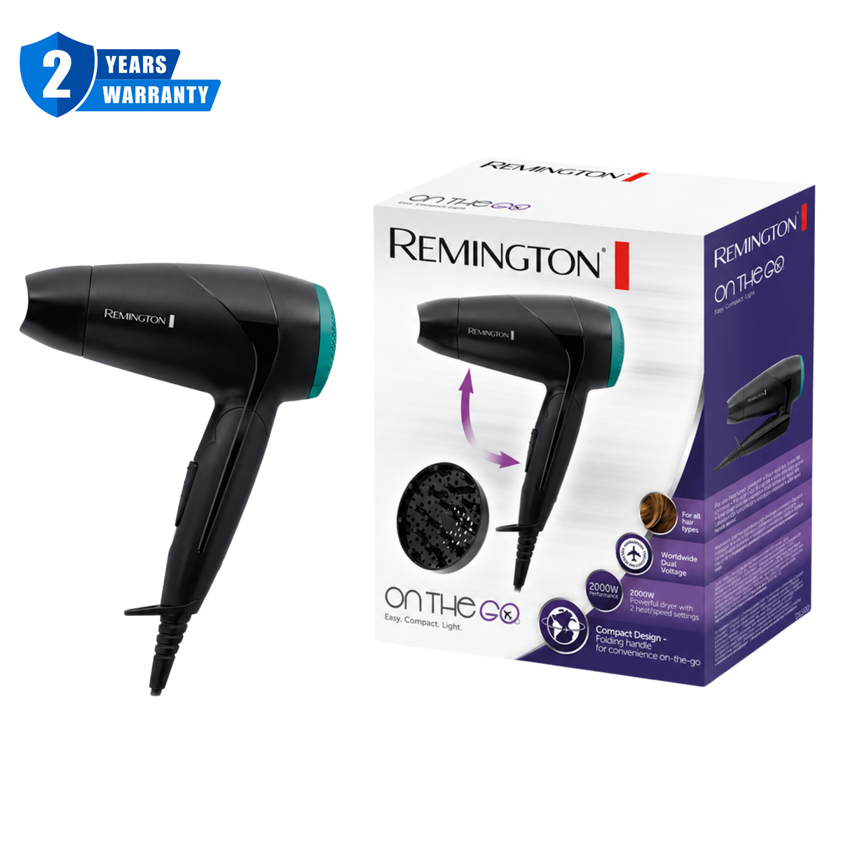 Remington On the Go Hair Dryer Model No D1500
