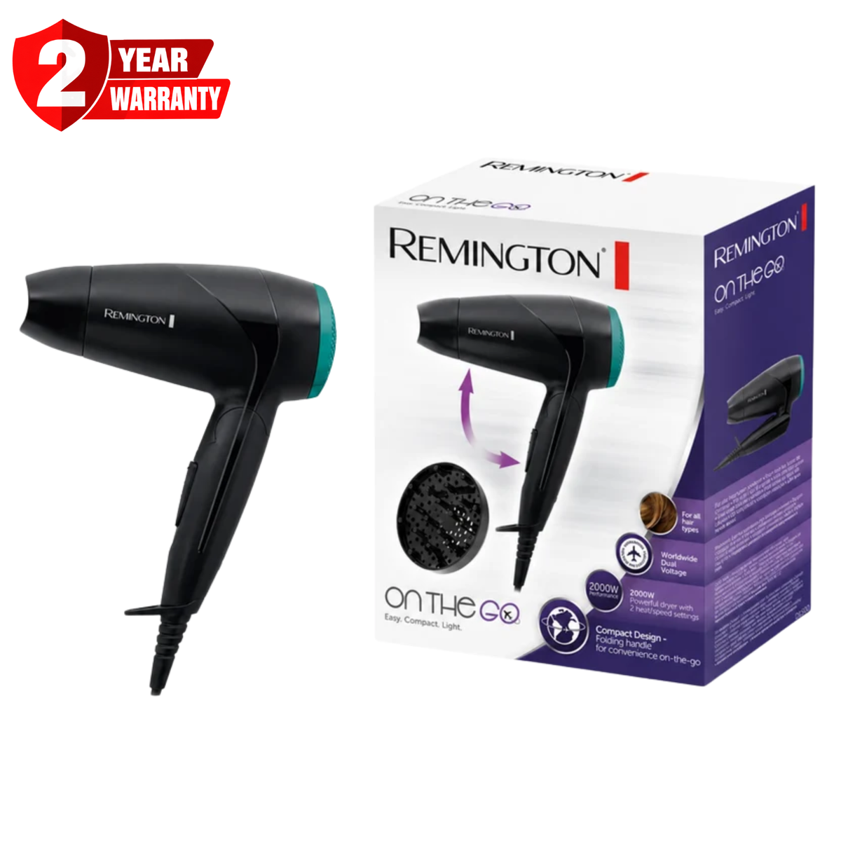 Remington On the Go Hair Dryer Model No D1500