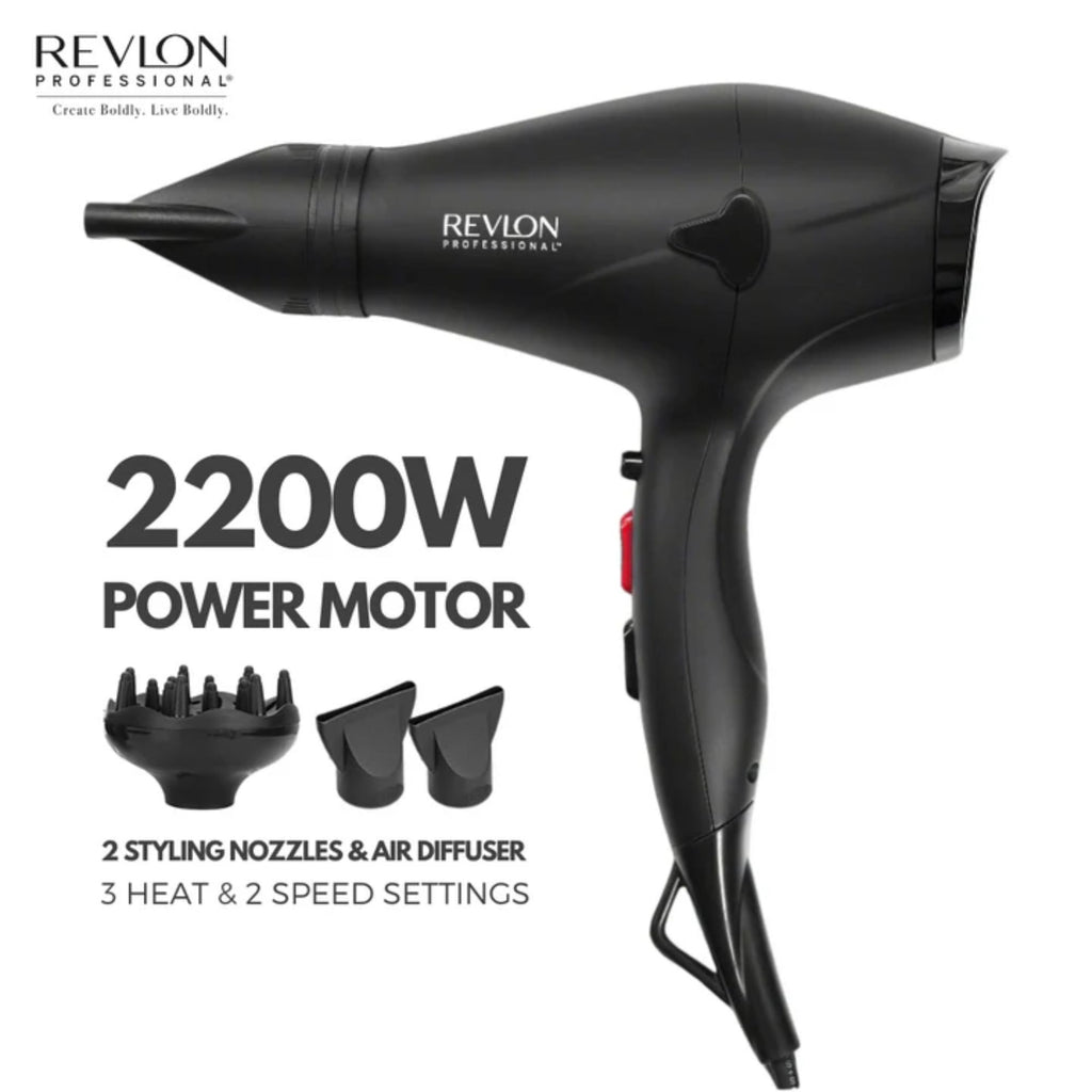 Revlon Professional Hair Dryer With 2 Styling Nozzles & Air Diffuser 2200W