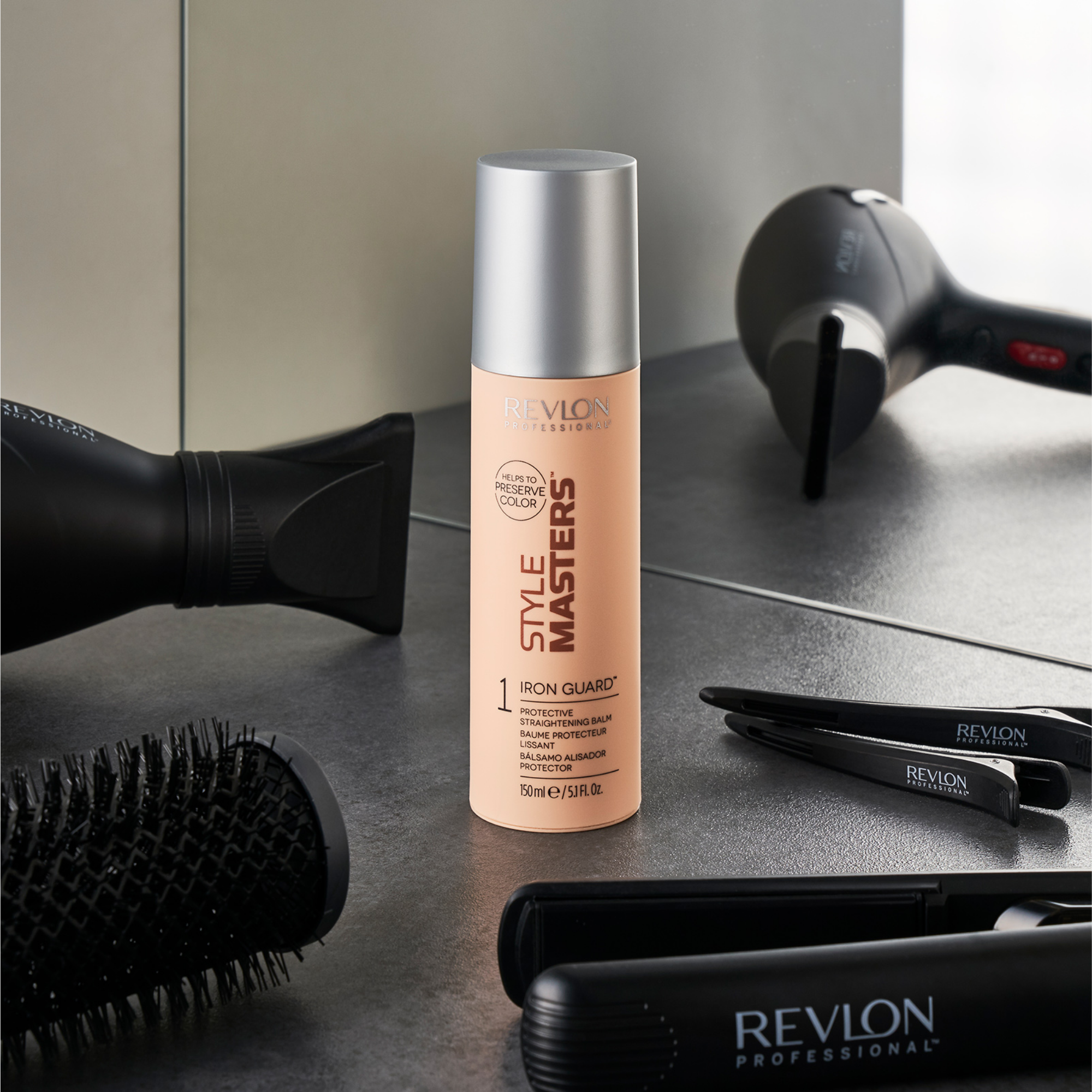 Revlon Professional Style Masters Smooth Iron Guard Protective Straightening Hair Balm 150ml how to use