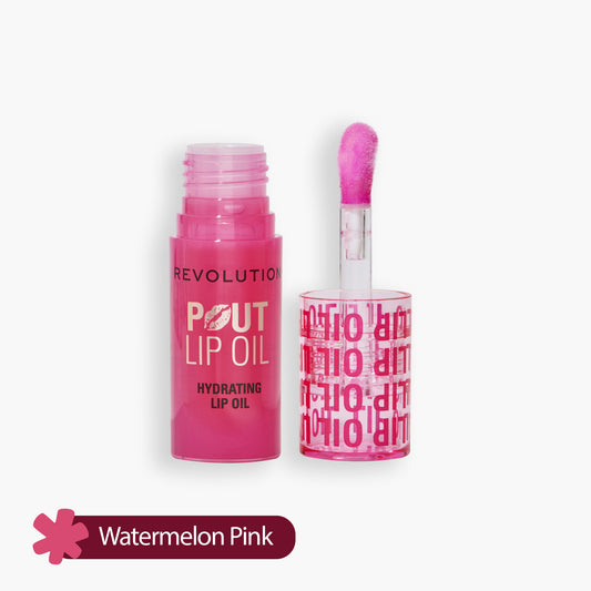 Revolution Pout Hydrating Lip Oil Watermelon Pink 3.8ml