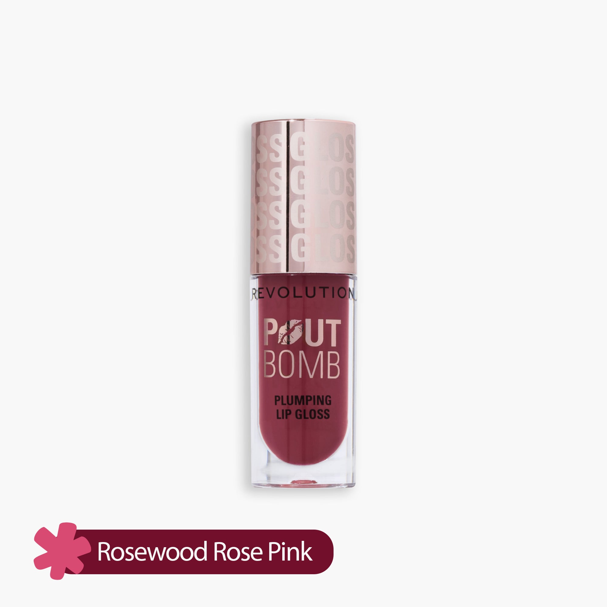 Revolution Pout Bomb Plumping Gloss Rosewood Rose Pink 4.6ml