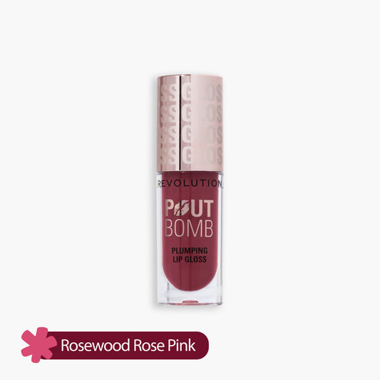 Revolution Pout Bomb Plumping Gloss Rosewood Rose Pink 4.4ml