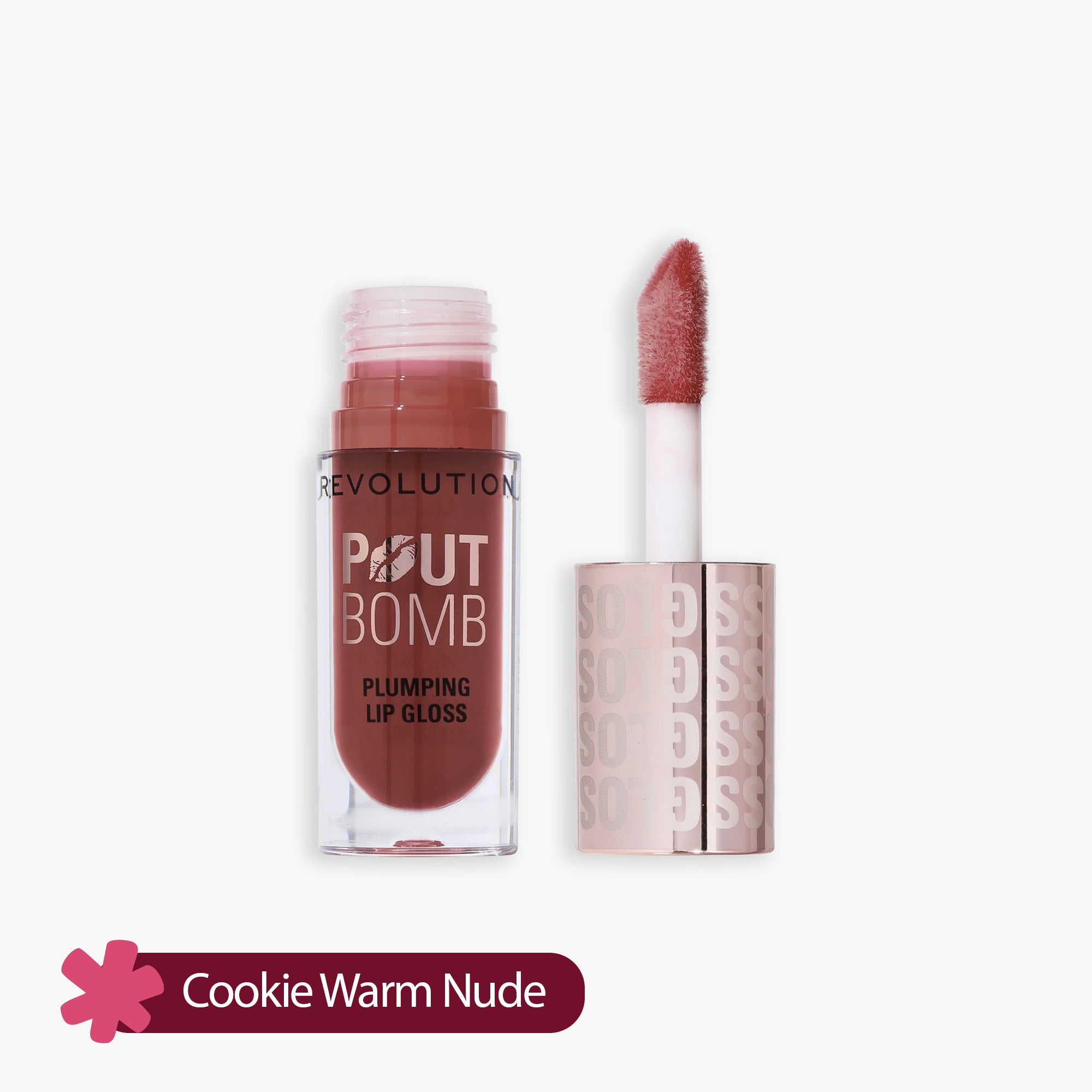 Revolution Pout Bomb Plumping Lip Gloss Cookie Warm Nude 4.6ml