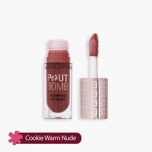 Revolution Pout Bomb Plumping Lip Gloss Cookie Warm Nude 4.4ml