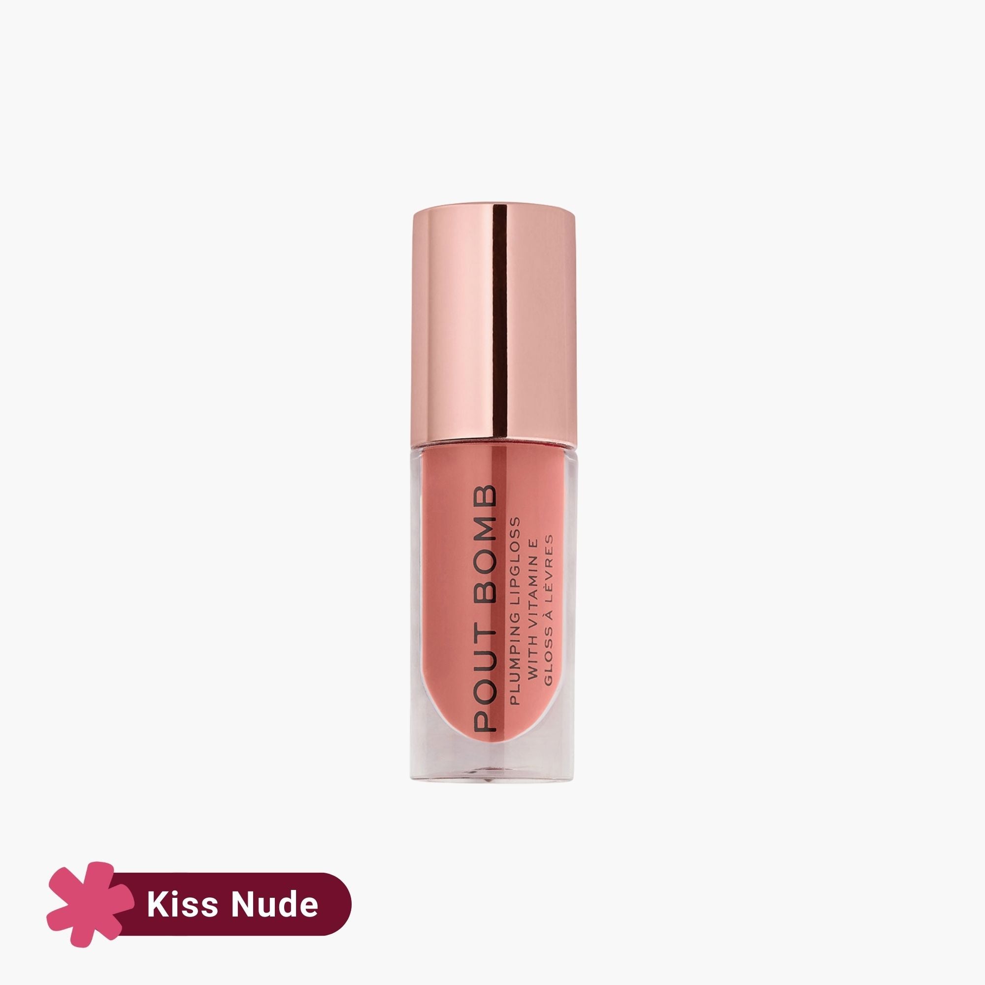 Revolution Pout Bomb Plumping Lip Gloss Kiss Nude 4.6ml