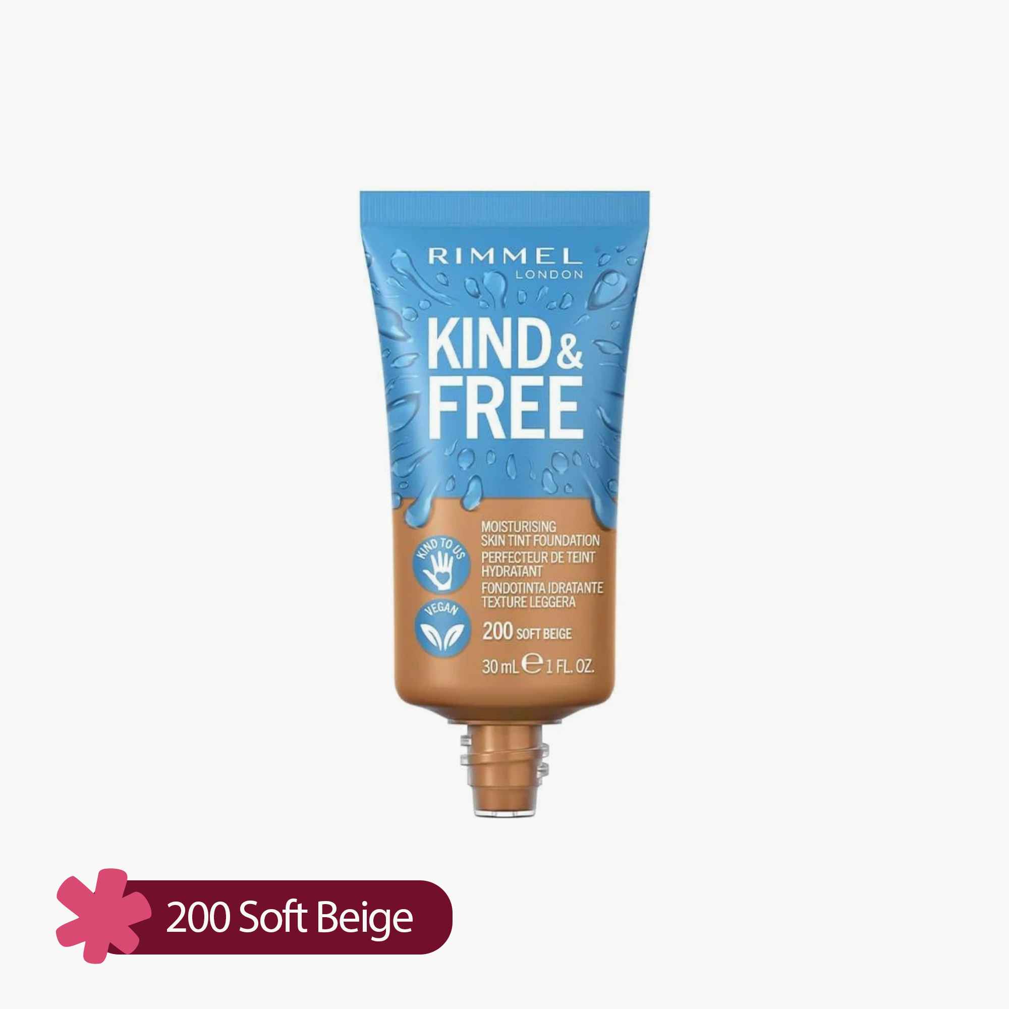 Rimmel Kind & Free Moisturising Skin Tint Foundation 200 Soft Beige 30ml