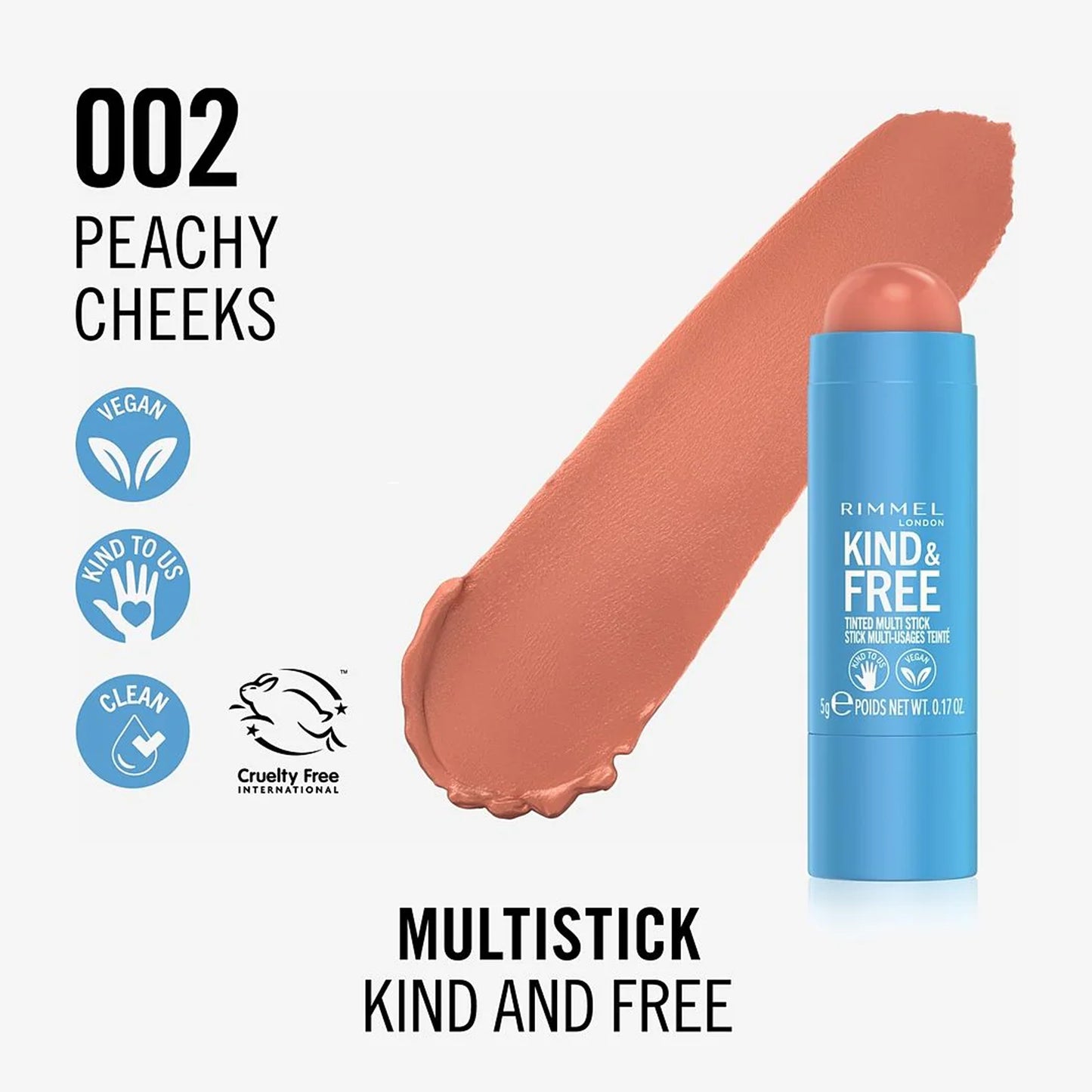 Rimmel Kind & Free Tinted Multi Stick 002 Peachy Cheeks 5gm