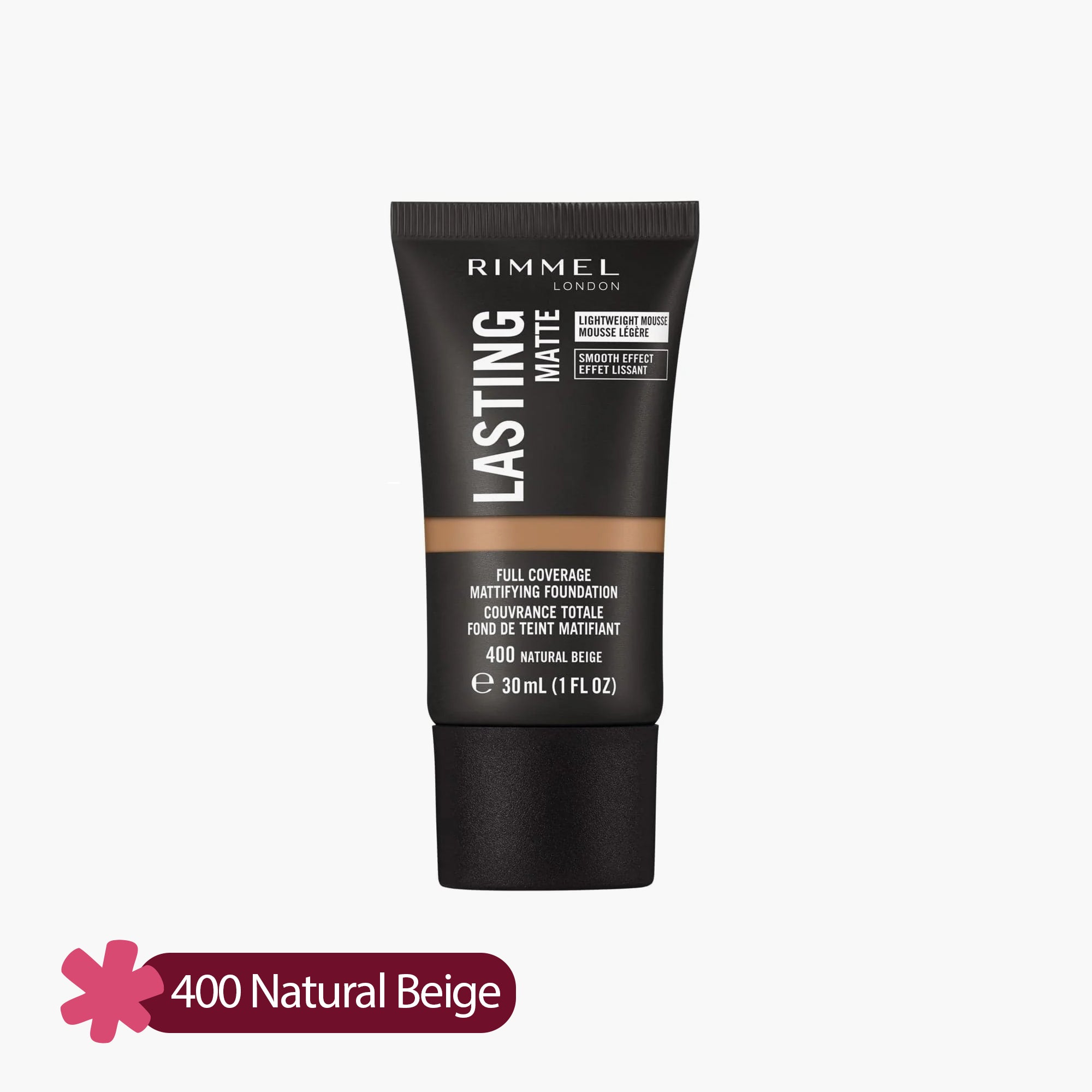 Rimmel Lasting Matte Full Coverage Mattifying Foundation 400 Natural Beige 30ml