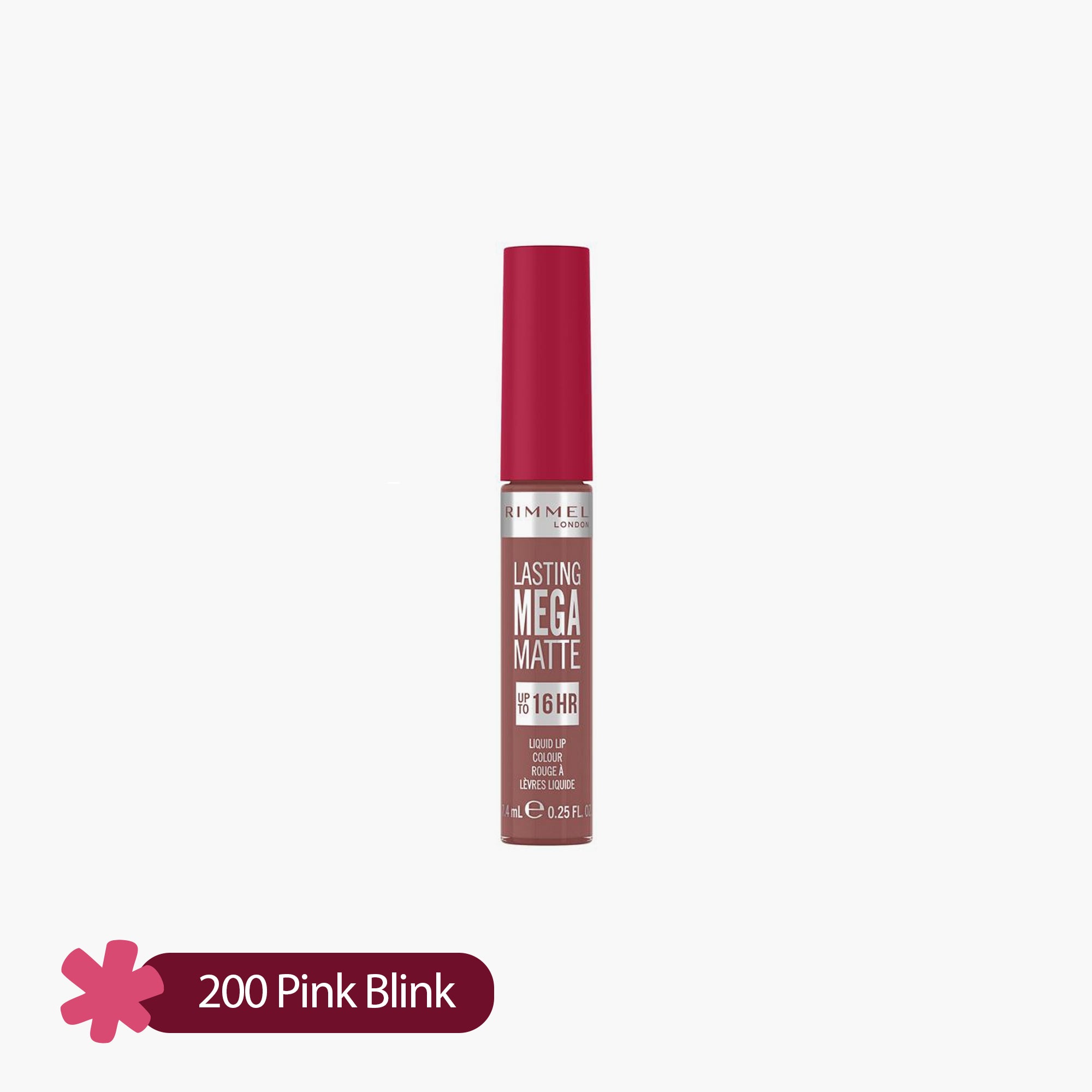 Rimmel Lasting Mega Matte Upto 16HR Liquid Lip Colour 200 Pink Blink 7.4ml