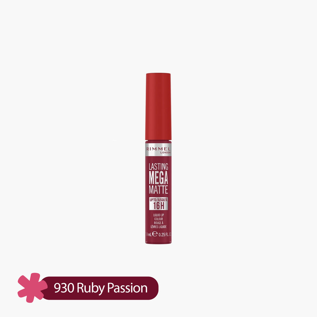 Rimmel Lasting Mega Matte Upto 16HR Liquid Lip Colour 930 Ruby Passion 7.4ml